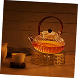 Stainless Steel Round Teapot Heater Base with Tealight Holder Portable Tea Warmer Candle for Home Office Cafe Keeps Tea Warm Stylish Multi Use Heating Stand（Porous style）