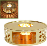 Stainless Steel Round Teapot Heater Base with Tealight Holder Portable Tea Warmer Candle for Home Office Cafe Keeps Tea Warm Stylish Multi Use Heating Stand（Porous style） In Australia - Darrahopens
