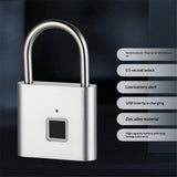 Fingerprint Padlock,Ultra Light One Touch Open Fingerprint Lock with USB Charging for Gym, Sports, School Employee Locker,Fence, Suitcase - Silver
