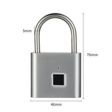 Fingerprint Padlock,Ultra Light One Touch Open Fingerprint Lock with USB Charging for Gym, Sports, School Employee Locker,Fence, Suitcase - Silver