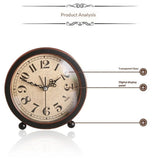 Style Retro Silent Desk Alarm Clock Non-Ticking Whisper Battery Operated, HD Glass Face, Easy to Read for Indoor Decor（Black 2） In Australia - Darrahopens