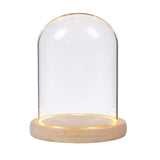 Glass niche dome with wooden LED lamp base, transparent display dome, countertop glass niche display cabinet, small statue, souvenir, plant, ideal gift（12*22cm） In Australia - Darrahopens