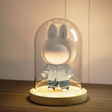 Glass niche dome with wooden LED lamp base, transparent display dome, countertop glass niche display cabinet, small statue, souvenir, plant, ideal gift（12*22cm） In Australia - Darrahopens