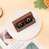 Double Ring Box - Slim Wooden Ring Case Box for Wedding Ceremony Engagement Proposal Ring Bearer Box - Anniversary Birthday Gift Ideas (Black) In Australia - Darrahopens