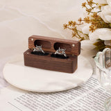 Double Ring Box - Slim Wooden Ring Case Box for Wedding Ceremony Engagement Proposal Ring Bearer Box - Anniversary Birthday Gift Ideas (Black) In Australia - Darrahopens