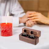Double Ring Box - Slim Wooden Ring Case Box for Wedding Ceremony Engagement Proposal Ring Bearer Box - Anniversary Birthday Gift Ideas (Black) In Australia - Darrahopens