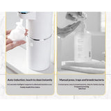 Automatic-Foaming-Soap-Dispenser-Touchless, White Hand Soap Dispenser 13oz/350ml  Wall Mounted & Countertop Design（sky blue）