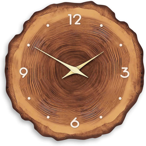 Rustic Wall Clock Silent 12 Inch Battery Operated Wooden Home Decor for Bathroom Kitchen Bedroom Living Room,