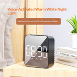 LED clock, student alarm clock, plug-in dual-use, large screen display, digital clock, voice controlled temperature clock（black）