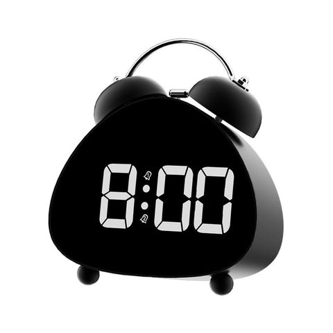 Bell Alarm Clock, Cute Triangle Digital Alarm Clock, Bedside Loud Alarm Clocks for Heavy Sleepers Adults, Silent Desk Clock Battery Operated (Black) In Australia - Darrahopens