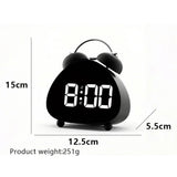 Bell Alarm Clock, Cute Triangle Digital Alarm Clock, Bedside Loud Alarm Clocks for Heavy Sleepers Adults, Silent Desk Clock Battery Operated (Black)
