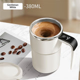 Automatic Stirring Coffee Cup with Temperature Display, Rechargeable Coffee Mug, Self-Stirring Mug with Lid, Smart Mixing Cup for Coffee, Milk and Other Beverages 304 Stainless Steel (white) In Australia - Darrahopens