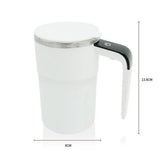 Automatic Stirring Coffee Cup with Temperature Display, Rechargeable Coffee Mug, Self-Stirring Mug with Lid, Smart Mixing Cup for Coffee, Milk and Other Beverages 304 Stainless Steel (white)