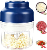 Electric Mini Garlic Chopper, Small Garlic Chopper Mincer Rechargeable, Portable Small Food Processor, 320ml Electric Food Chopper Tool for Mashing Onion Garlic Chili Ginger Fruits(Blue) In Australia - Darrahopens