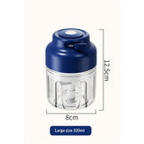 Electric Mini Garlic Chopper, Small Garlic Chopper Mincer Rechargeable, Portable Small Food Processor, 320ml Electric Food Chopper Tool for Mashing Onion Garlic Chili Ginger Fruits(Blue)