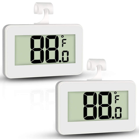 2pcs  Fridge Thermometer Hygrometer Digital Freeze Refrigerator Thermometer Waterproof Large LCD Display white In Australia - Darrahopens
