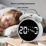 Digital Small Alarm Clock,  Double Bell Electronic LED Alarm Clock, Plug in or Battery Operated Silent Metal Table Clock, Bedside Loud Bell Clock for Heavy Sleepers Adults Kids (White) In Australia - Darrahopens