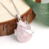 Vintage Butoid Pendant Necklace with Pink Agate, Amethyst, and Opalite Gemstones for Balance and Healing, Bohemian Style, Unisex