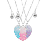 3Pcs/set Silver Heart Necklaces with Butterflies and Glitter for Girls Friends BFF Friendship Jewelry Colorful Gifts In Australia - Darrahopens