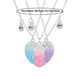 3Pcs/set Silver Heart Necklaces with Butterflies and Glitter for Girls Friends BFF Friendship Jewelry Colorful Gifts In Australia - Darrahopens