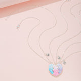3Pcs/set Silver Heart Necklaces with Butterflies and Glitter for Girls Friends BFF Friendship Jewelry Colorful Gifts In Australia - Darrahopens