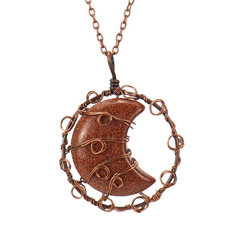 Handmade Natural Quartz Moon Necklace with Silver Chain - Ideal as an Original Gift