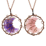 Handmade Natural Quartz Moon Necklace with Silver Chain - Ideal as an Original Gift