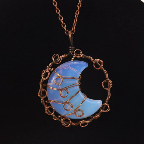 Handmade Natural Quartz Moon Necklace with Silver Chain - Ideal as an Original Gift