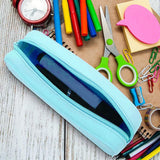 Large Soft Silicone Waterproof Pencil Case for School, Creative Gradient Color Pencil Case with Random Zipper