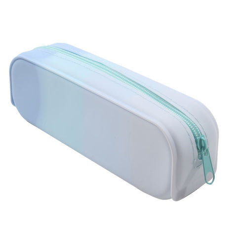 Large Soft Silicone Waterproof Pencil Case for School, Creative Gradient Color Pencil Case with Random Zipper
