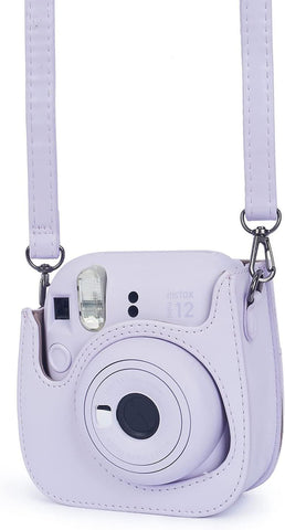 Instant Mini 12 Protective Camera Case for Fujifilm Instax Mini 12/11,Premium PU Leather Camera Bag Cover with Pocket and Removable&Adjustable Strap (Lilac Purple) In Australia - Darrahopens