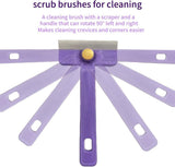 Lightweight Scraper Cleaning Brush with Hard Bristles and Built-in Garbage Holder, Multi-Surface Cleaner for Kitchen Sink, Bathroom Tub, Glass Stove Top, Tabletop, and Hard-to-Reach Floor Crevices