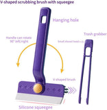 Lightweight Scraper Cleaning Brush with Hard Bristles and Built-in Garbage Holder, Multi-Surface Cleaner for Kitchen Sink, Bathroom Tub, Glass Stove Top, Tabletop, and Hard-to-Reach Floor Crevices