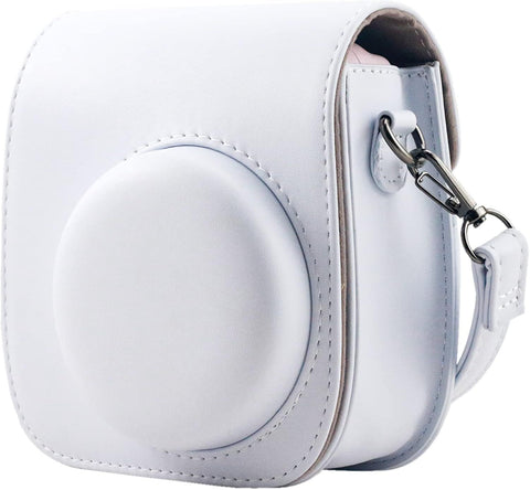 Protective Case Compatible with Fujifilm Instax Mini 12 11 9 8 Instant Film Camera with Pocket and Adjustable Strap (White) In Australia - Darrahopens