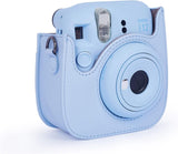 Instant Mini 12 Protective Camera Case for Fujifilm Instax Mini 12/11,Premium PU Leather Camera Bag Cover with Pocket and Removable&Adjustable Strap (Pastel Blue)