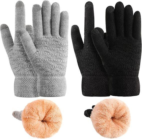 2 Pack Women's Winter Warm Touch Screen Gloves Womens Thermal Cable Knit Wool Fleece Lined Glove for Cold Weather In Australia - Darrahopens