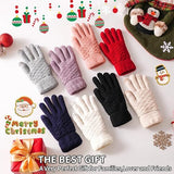 2 Pack Women's Winter Warm Touch Screen Gloves Womens Thermal Cable Knit Wool Fleece Lined Glove for Cold Weather