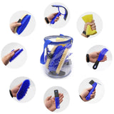 9 Pieces Horse Grooming Kit Tack Room Supplies Set with Organizer Tote Bag, Oval Massage Curry, Hard and Soft Brush, Hoof Pick, Sweat Scraper, Bathing Sponge, Combs for Horse Riders Beginners