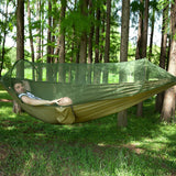 Camping Hammock with Mosquito Net, Portable Hammock with Net, 1 & 2Persons Outdoor Swing Hammock, Nylon Parachute Material Outside Quick Opening, Hiking Travel Courtyard (Green) In Australia - Darrahopens