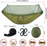Camping Hammock with Mosquito Net, Portable Hammock with Net, 1 & 2Persons Outdoor Swing Hammock, Nylon Parachute Material Outside Quick Opening, Hiking Travel Courtyard (Green)