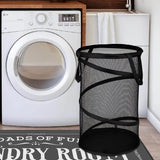 Collapsible Laundry Basket Foldable Mesh Pop Up Hamper with Handles for Laundry Room, Bathroom, Kids Room, College Dorm, Travel, Storage Organizer Black