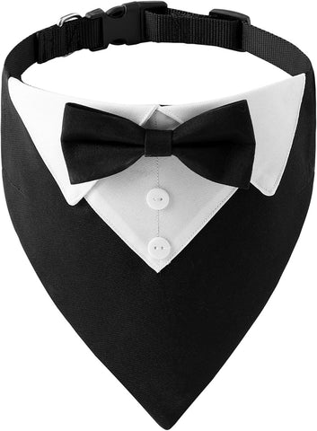 Formal Dog Tuxedo, Wedding Dog Collar with Bow Tie, Adjustable Pet Wedding Collar Bandana for Small Medium Large Dogs Large In Australia - Darrahopens