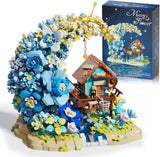 Moon Flower Mini Bricks Building Set, Fairy Cabin and Blue Flower Bouquet, Mini Building Blocks Botanical Collection Set, Unique Home Decor, Gift for Her and Him - 1622 Pcs Mini Bricks In Australia - Darrahopens