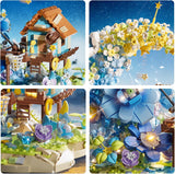 Moon Flower Mini Bricks Building Set, Fairy Cabin and Blue Flower Bouquet, Mini Building Blocks Botanical Collection Set, Unique Home Decor, Gift for Her and Him - 1622 Pcs Mini Bricks