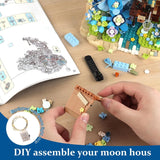 Moon Flower Mini Bricks Building Set, Fairy Cabin and Blue Flower Bouquet, Mini Building Blocks Botanical Collection Set, Unique Home Decor, Gift for Her and Him - 1622 Pcs Mini Bricks In Australia - Darrahopens