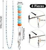 4Pcs Beaded Eyeglass Chains for Women & Girls, Sunglass Holder Strap Around Neck, Acrylic Glasses Hanger Keeper