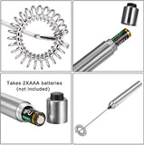 Milk Frother Handheld Electric Milk Foamer Portable Mini Mixer Machine Stainless Steel Touch Handheld Espresso Mixer Battery Operated Frother Coffee Stirrer Maker for Hot Chocolate Coffee