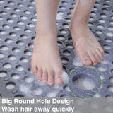 Non-Slip Shower Mat 1-Pack | Quick-Drainage, Dual-Sided Anti-Slip Design & Suction Cup Base - Geometric Pattern, Machine Washable, Ideal for Bathroom, Hotel Restrooms, Bathtubs 43x75cm Black
