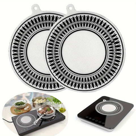 4pc Round Induction Cooktop Protector Pad, Anti-Slip Silicone Induction Cooktop Cover Magnetic Stove Scratch-Resistant