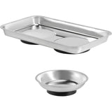 8 Pieces Magnetic Parts Tray Set, Stainless Steel Magnetic Tool Tray Holder, Round Bolt Trays Square Mechanic Trays for Screws